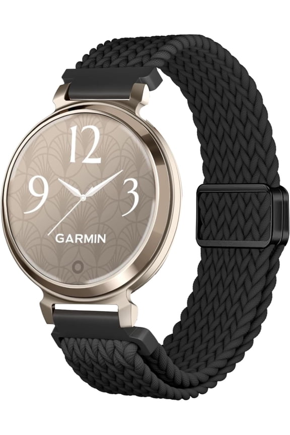 -Magnetic Braided Watch Bands Compatible with Garmin Lily 2/Lily 2 Classic/Active, Loop Stretchy Nylon Elastic Fabric Strap for Garmin Lily 2 Women
