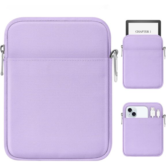 GSIZSA-Padded Ereader Sleeve Case for 6-7 inch Tablet Bag, Compatible with 7" eReader Colorsoft Signature Edition 2024, 6" Kobo, 6" Nook, Lilac