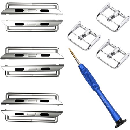 -Watch Band Connector Kit for Apple Watch, Metal Replacement Adapter for iWatch Straps Ultra (49mm) & Series 8 7 (45mm 41mm) Series 6 5 4 (44mm 40mm) Series 3 2 1 (42mm 38mm)