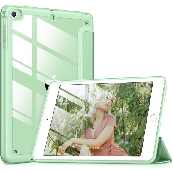 GSIZSA-for iPad mini 4 5 3 2 1 Case,Clear 7.9 inch iPad mini 1st 2nd 3rd 4th 5th Generation Smart Cover [Support Auto Sleep/Wake] - Green
