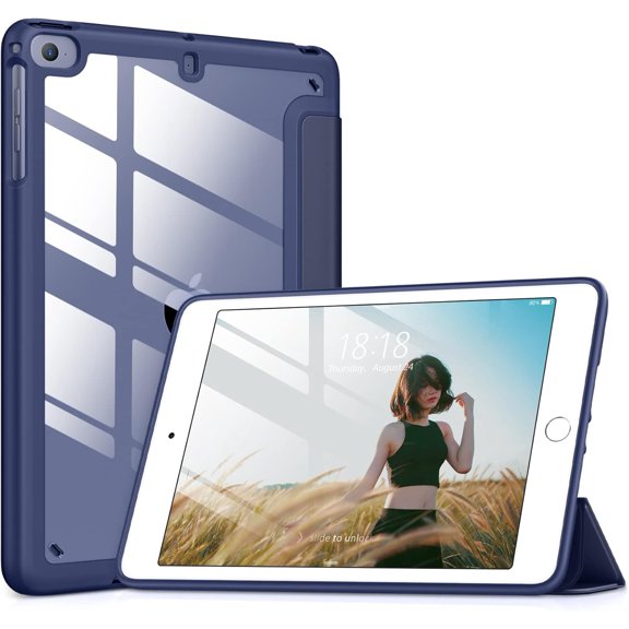 GSIZSA-for iPad mini 4 5 3 2 1 Case,Clear 7.9 inch iPad mini 1st 2nd 3rd 4th 5th Generation Smart Cover [Support Auto Sleep/Wake] - Midnight Blue