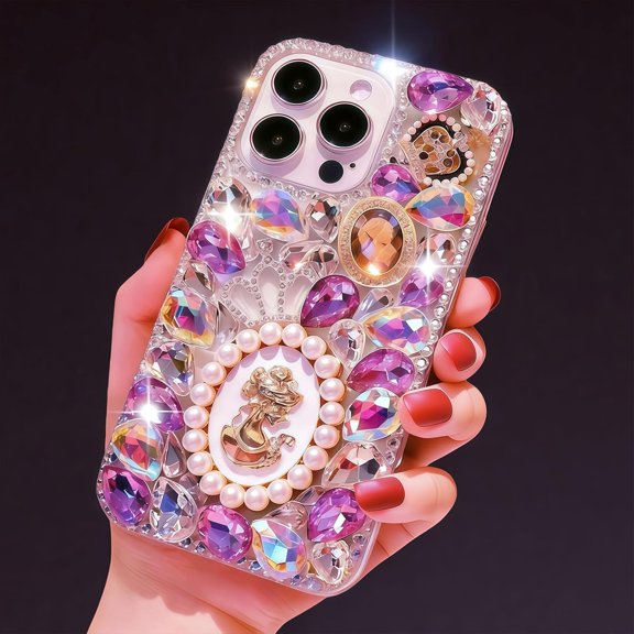 GSIZSA-for iPhone 15 Plus Case Cute Bling for Women Girls, Luxury 3D Diamond Queen Crown Design Shiny Glitter Sparkle Rhinestone Girly Protective Phone Case