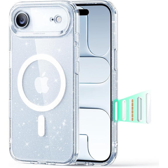 GSIZSA-for iPhone Air Case, Camera Control, Compatible with MagSafe, Shockproof Military-Grade Protection, Magnetic Phone Case for iPhone 17 Air Case, Clear Shimmer