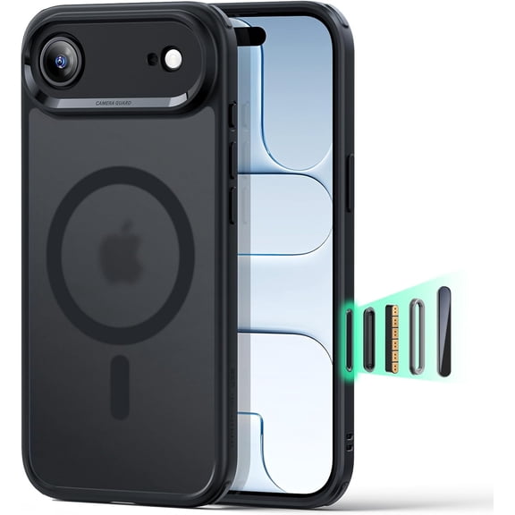 GSIZSA-for iPhone Air Case, Camera Control, Compatible with MagSafe, Shockproof Military-Grade Protection, Magnetic Phone Case for iPhone 17 Air Case, Frosted Black