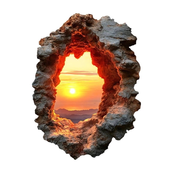 GSKKLQ 3D Wall Mural Decal, Illusion of Broken Wall with Window Effect, Removable Peel and Stick Wallpaper for Living Room Bedroom, Modern Art Decor