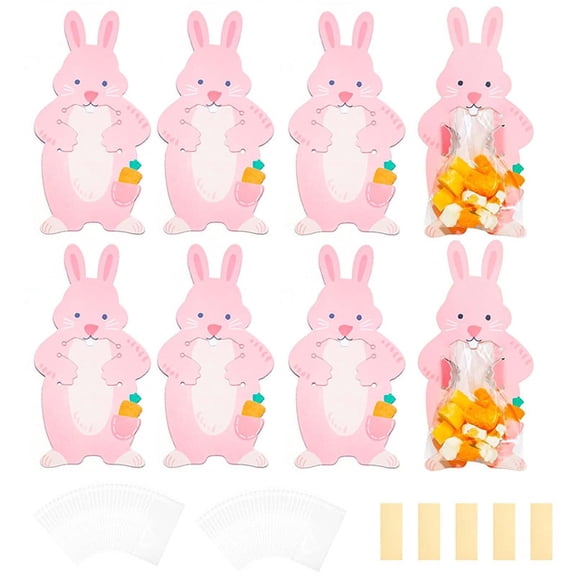 GSKKLQ Easter Bunny Gift Bags, Mini Paper Bags for Sweets Cookies Party Favors, Spring Holiday Treat Bags, Birthday Goodie Bags