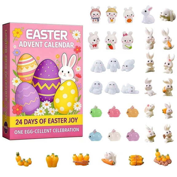 GSKKLQ Easter Countdown Calendar, 12-Day Advent Calendar with Treats or Toys, Kids Spring Holiday Tradition, Decorative Home Activity