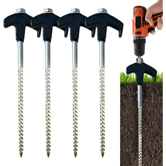 GSKKLQ Heavy Duty Screw in 8" Tent Stakes (4/8/12 Piece)