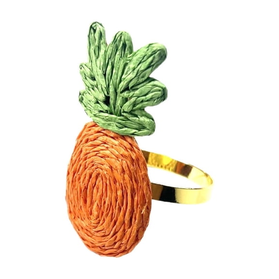 GSKKLQ Raffia Pineapple Napkin Rings, Handwoven Set of 2 for Tropical Dining Table Decor, Summer Party and Luau Table Setting, Natural Fiber
