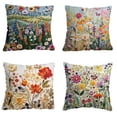 thumbnail image 1 of GSKKLQ Spring Flower Pattern Cushion Cover Set of 4 - Imitation Embroidery Throw Pillowcases for Sofa, Bedroom, Easter Decor, 1 of 8