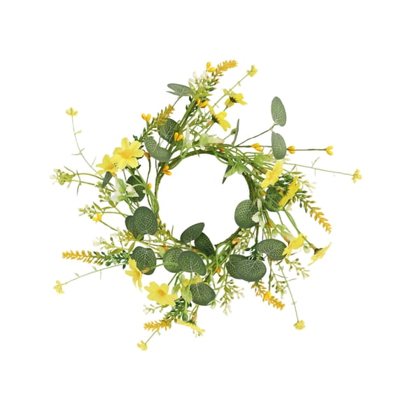 GSKKLQ Yellow Daisy and Eucalyptus Candle Wreath - Spring Decorations, Wedding Party Wreaths, Everyday Spring Wear, Easter Party Decorations
