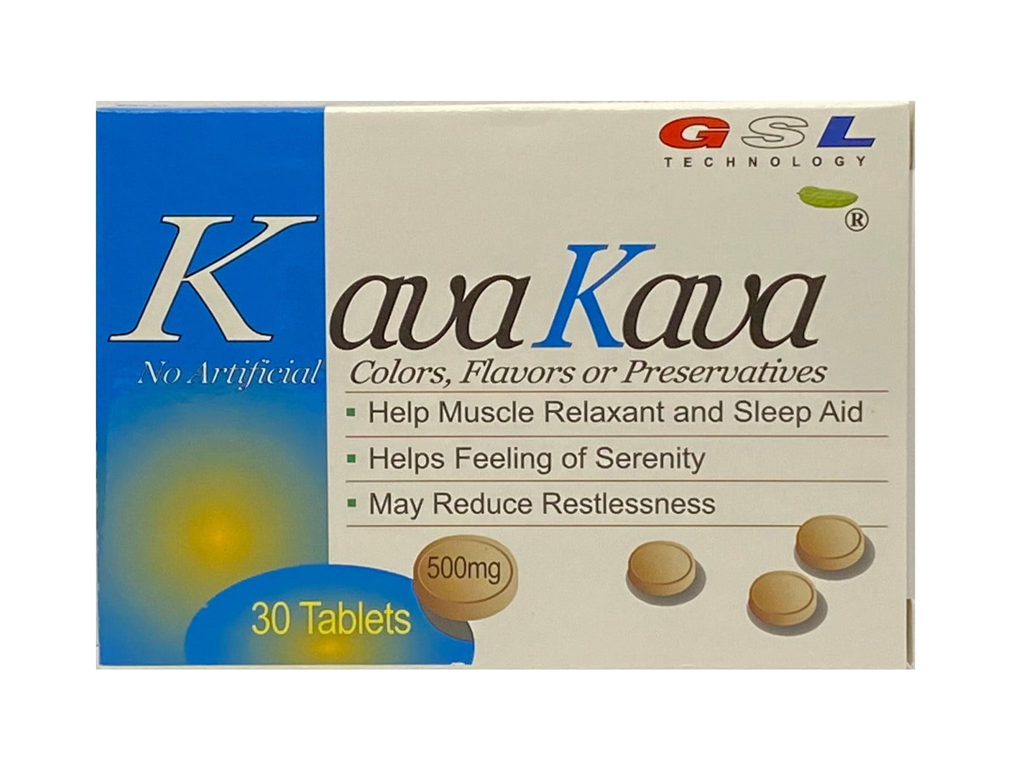 GSL Kava Kava Muscle Relaxant & Sleep Aid 500 milligram each tablet