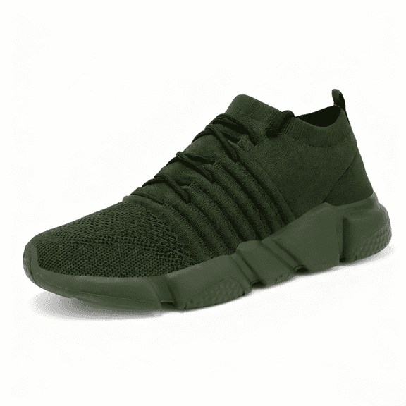 GSLMOLN Mens Fashion Sneakers Slip on Ultra-Sock Knit Soft Sole Breathable Lightweight Casual Walking Shoes Army Greem US size 10.5