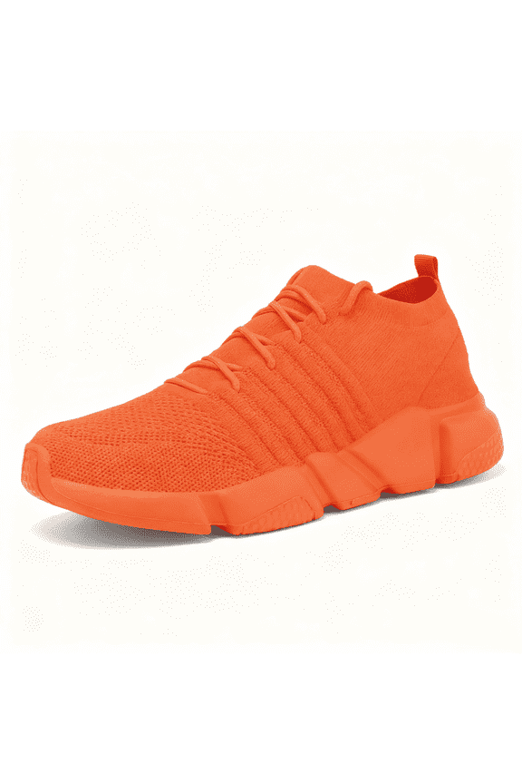 Mens Fashion Sneakers Slip on Ultra-Sock Knit Soft Sole Breathable Lightweight Casual Walking Shoes Orange US size 13