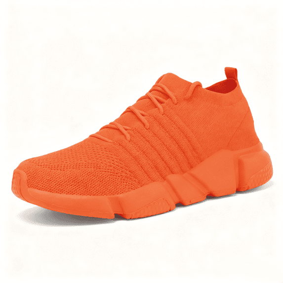 GSLMOLN Mens Fashion Sneakers Slip on Ultra-Sock Knit Soft Sole Breathable Lightweight Casual Walking Shoes Orange US size 8.5