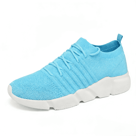 GSLMOLN Mens Fashion Sneakers Slip on Ultra-Sock Knit Soft Sole Breathable Lightweight Casual Walking Shoes Sky Blue US size 8.5