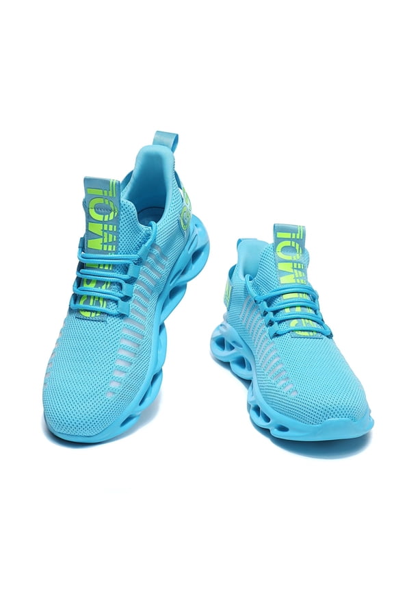 Outdoor Breathable Mesh Knited Jogging Athletic Running Shoes Sky Blue size 7-7.5