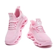 GSLMOLN Womens Lightweight Breathable Comfortable Walking Shoes Sock Sneakers, Pink, Size 8-8.5