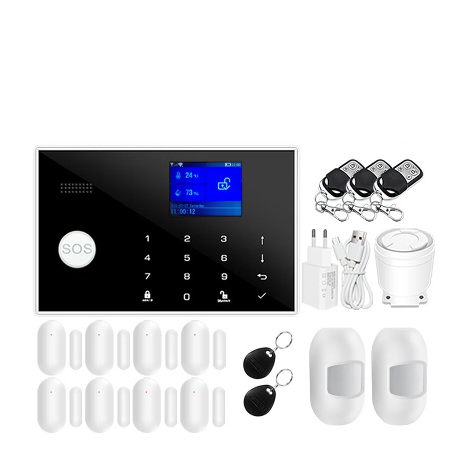 GSM Alarm System Tuya Smart Home TFT Screen RFID APP Touch Keyboard