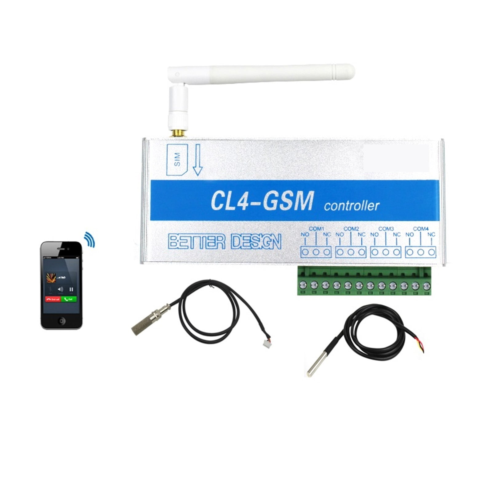 GSM Switch SMS Controller 4 Relays Garage Door CL4-GSM With Temperature Sensor Power Failure Alert For Home Electrical Devices ,Smart WiFi Control