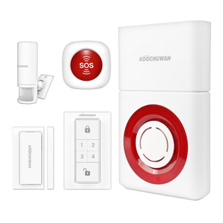 GSM Wireless Home Security Alarm System Alert Auto Dial SMS, Audible and Visual Outdoor Burglar Alarm Host + SOS Emergency Pager Button + Magnetic Door Window Contact + 360 PIR Motion Detector