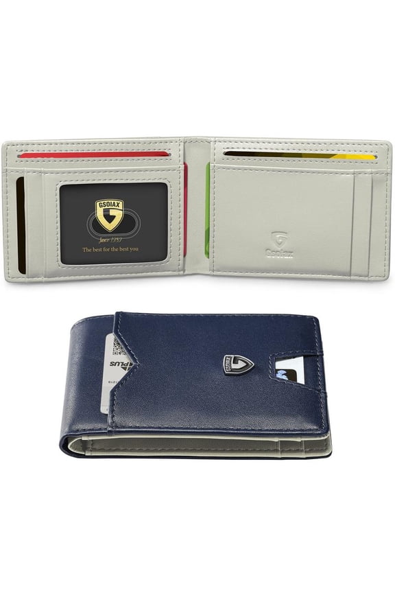 GSOIAX Men's Slim Wallet with RFID Blocking FallFreshness