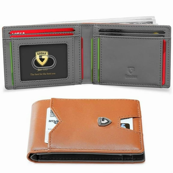 GSOIAX Men's Slim Wallet with RFID Blocking FallFreshness