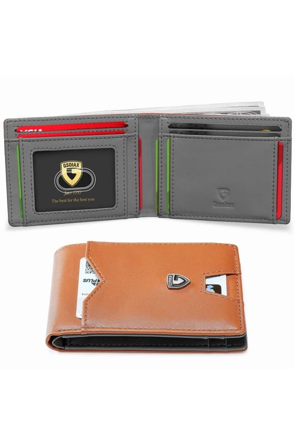 GSOIAX Men's Slim Wallet with RFID Blocking FallFreshness