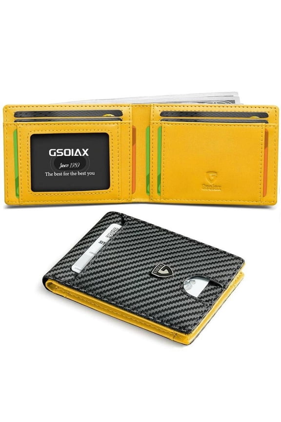 GSOIAX Men's Slim Wallet with RFID Blocking FallFreshness