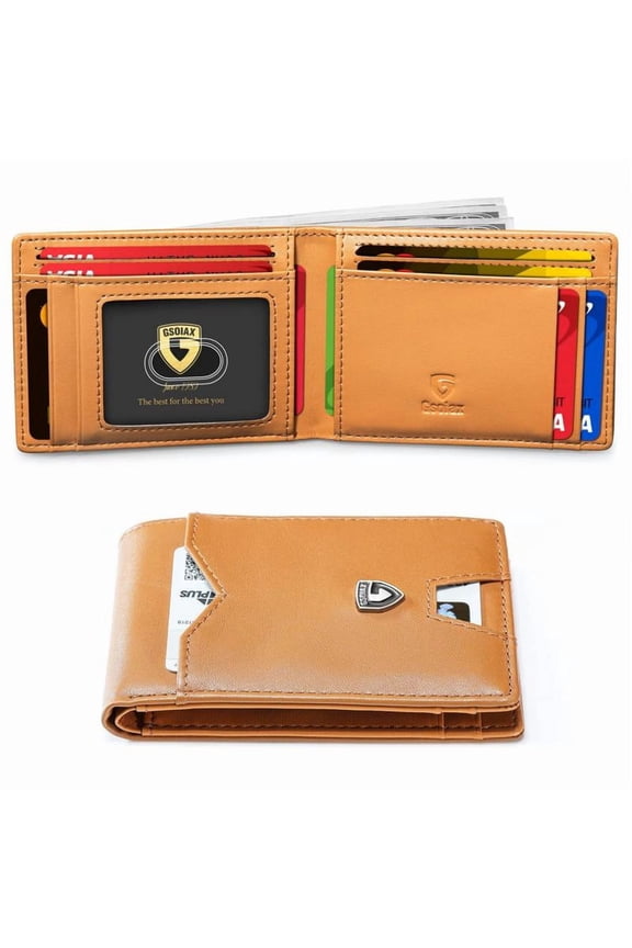 GSOIAX Men's Slim Wallet with RFID Blocking FallFreshness