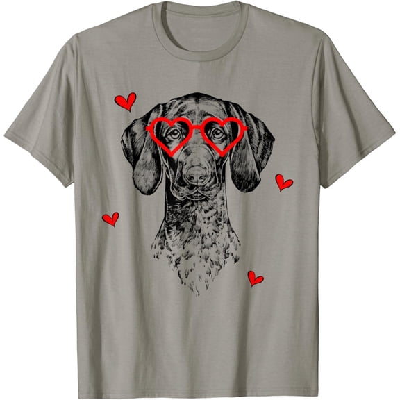 GSP with Heart Glasses Love Day Dog Mom T-Shirt