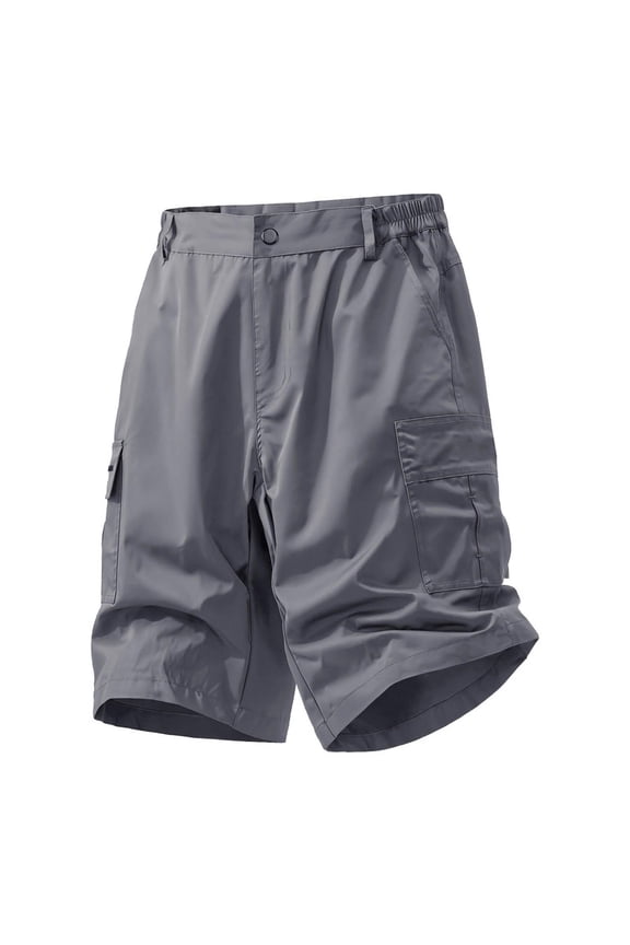 Breathable Cargo Shorts for Men Summer Button Closure Zipper Fly Shorts for Birthday Gift, Elasticized Waist Cooling Touch Shorts with Tool Pockets