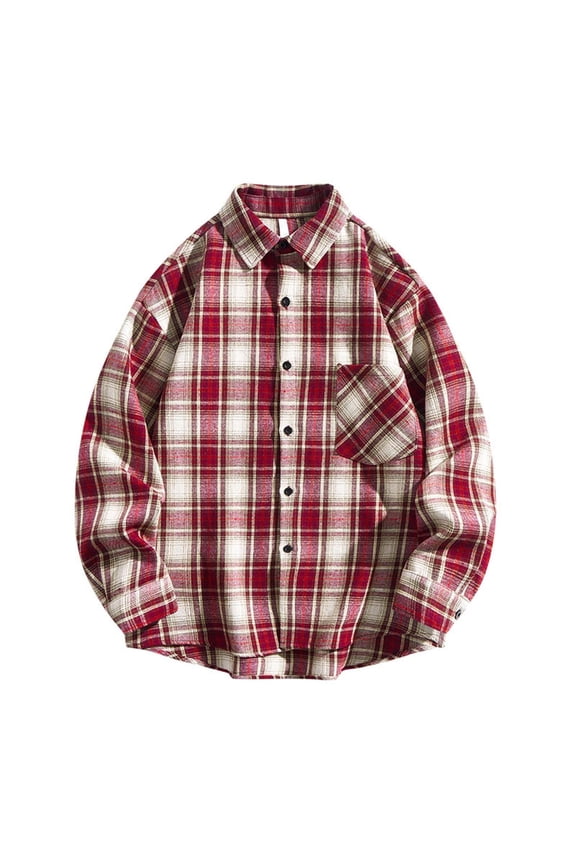 Button Up Shirts for Men Classic Plaid Lightweight Tops with Chest Pocket Loose Long Sleeve Shirts for Country Club