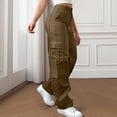 thumbnail image 1 of GSPCLAM Cargo Pants Women Elastic High Waisted Long Pants for Evreyday, Hiking, Straight Leg Casual Trousers Baggy Streetwear with Pockets, 1 of 4