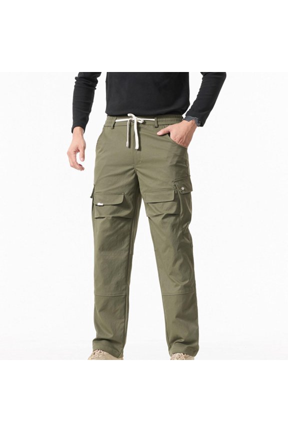 Cargo Pants for Men Daily Durable Fabric Hiking Pants with Pockets Solid Lightweight Pants for Outdoor Work