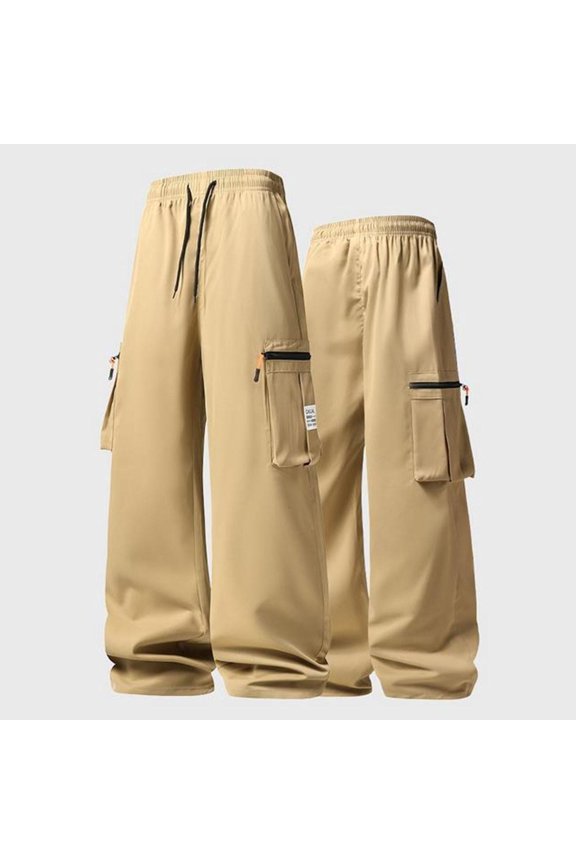 Cargo Pants for Men Y2K Loose Fit Drawstring Pants with Pockets Multi Pockets Soft Hand Pants for Music Festival