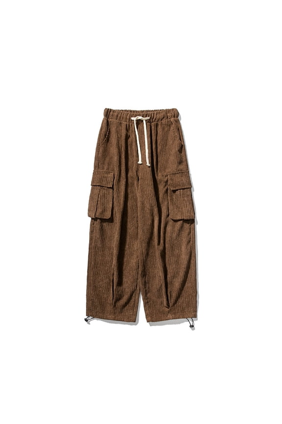 Casual Cargo Pants for Men Solid Lightweight Comfortable Straight Big and Tall Pants with Multiple Pockets Clean Aesthetic Non-Restrictive Pants for Everyday Commute Brown M