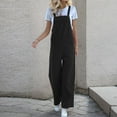 thumbnail image 1 of GSPCLAM Casual Overalls for Women Fall Solid Color Wide-Leg Jumpsuits with Pockets for Everyday Life Loose Fit Button 2025 New Trousers Black S, 1 of 5