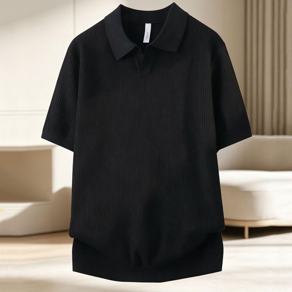 GSPCLAM Casual Shirts for Men Retro Vertical V-Neck Texture Tops Summer Loose Fit Tees for Seaside