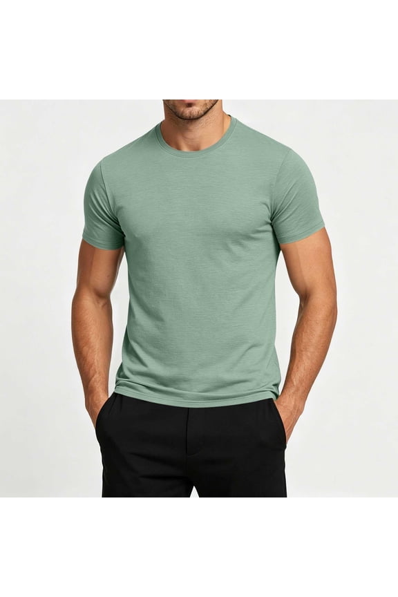 Crewneck T-Shirts for Men Big and Tall Casual Lightweight Tops Sweat Management Solid Tees for Marathon Running
