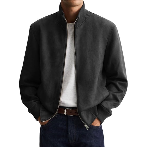 GSPCLAM Jacket for Men Smart Casual Relaxed Lightweight Jacket for Office, Essential Wrinkle Resistant Jacket with Pockets Black