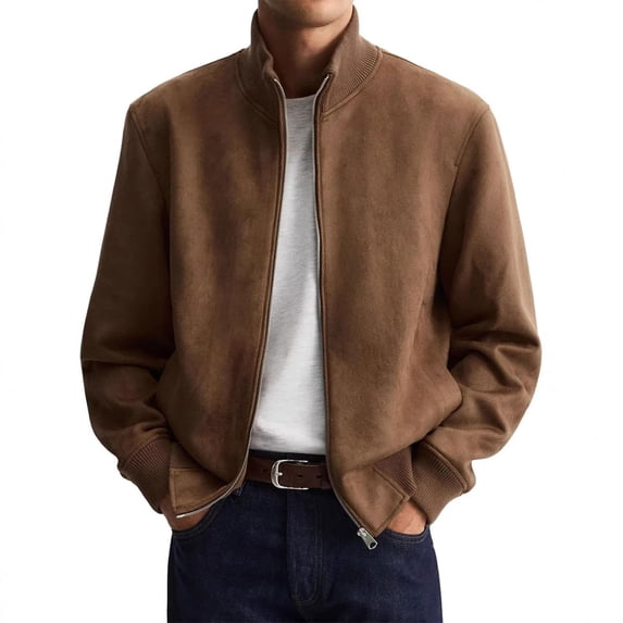 GSPCLAM Jacket for Men Smart Casual Relaxed Lightweight Jacket for Office, Essential Wrinkle Resistant Jacket with Pockets Brown