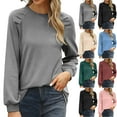 thumbnail image 1 of GSPCLAM Long Sleeve Blouse for Women Solid Color Crew Neck T Shirts for Vacation Summer Fall Soft Tops Blouses Dressy Casual Gray S, 1 of 6
