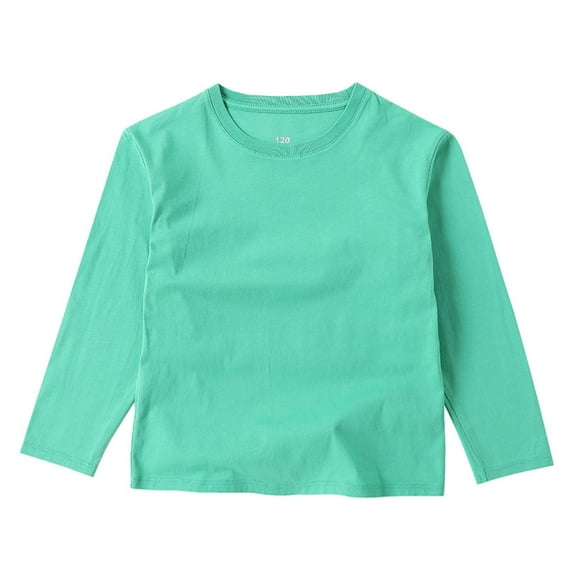 GSPCLAM Long Sleeve Tshirts for Tween Girls 11-12 Years Solid Color Tops for Outdoor Fall Crew Neck Cotton Flowy Boys Tops Green