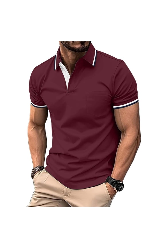 Men's Big and Tall Polo Shirts with One Pocket Half Button Summer Tees for Casual Party, Business Casual All Day Comfortable Top