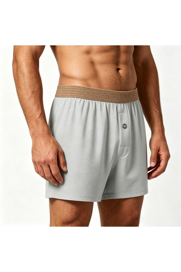 Men's Boxer Briefs Color Block Button Fly Lightweight Sleep Underpants for Stay Home, Essential Soft Touch Boxer Briefs