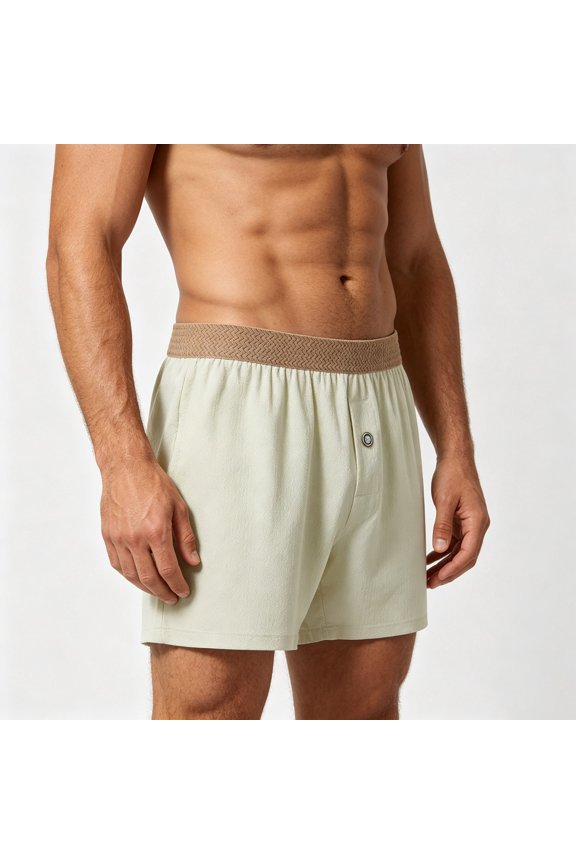Men's Boxer Briefs Color Block Button Fly Lightweight Sleep Underpants for Stay Home, Essential Soft Touch Boxer Briefs