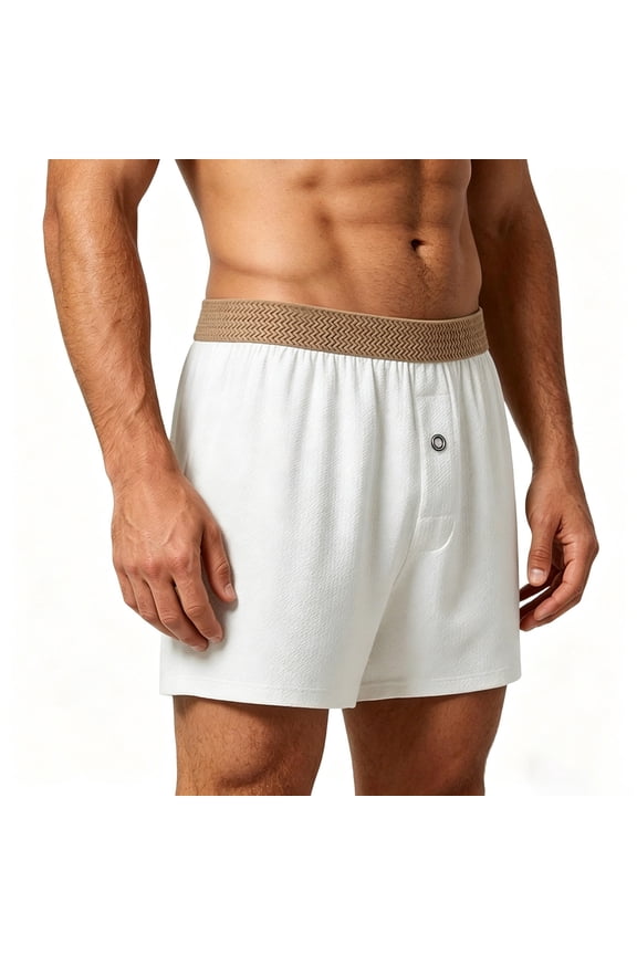 Men's Boxer Briefs Color Block Button Fly Lightweight Sleep Underpants for Stay Home, Essential Soft Touch Boxer Briefs