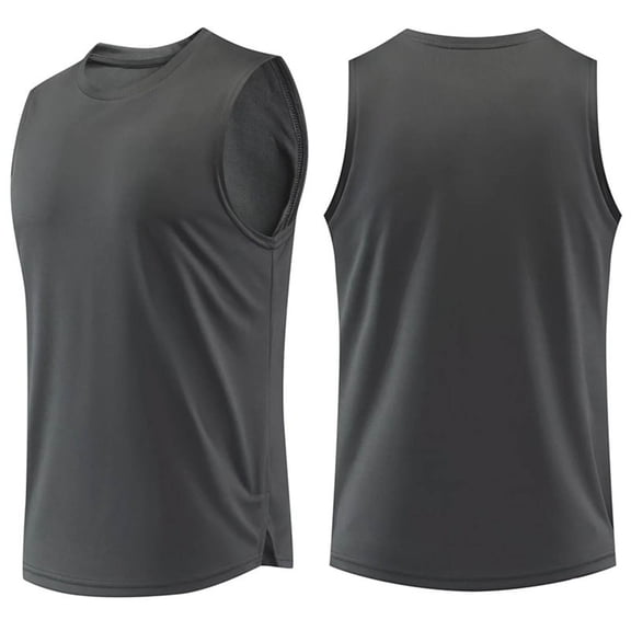 GSPCLAM Men's Casual Soft Gym Muscle Shirts Sleeveless Wide Shoulder Straps Summer Essential Athletic Tshirts Crew Neck Solid Color Slim FitMuscle Tees for Strength Training Dark Gray XXL