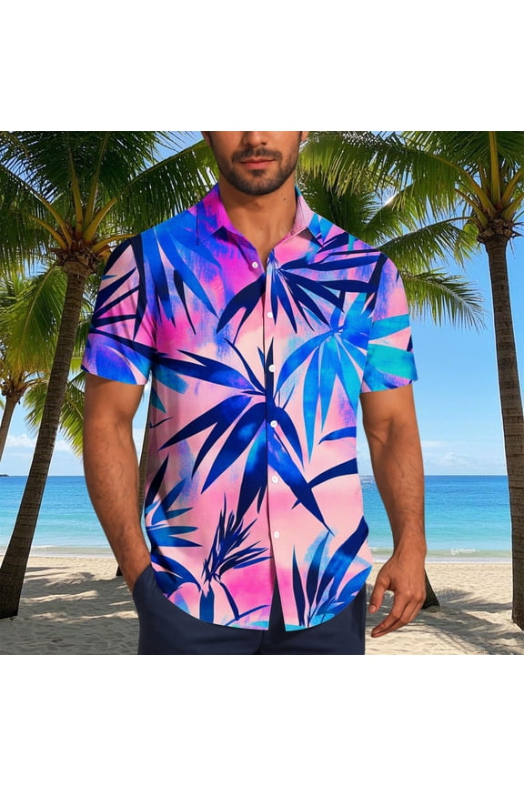 Men's Hawaiian Shirts for Bachelor Party, Summer Vibe Button-Down Shirts Classic Fit Summer Tops